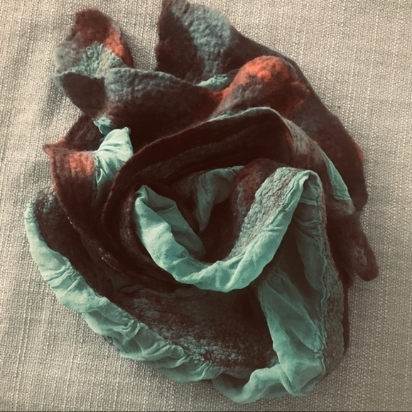 Silk Chiffon and Wool Scarf OOAK Artist Made 🎁 - Picture 4 of 9